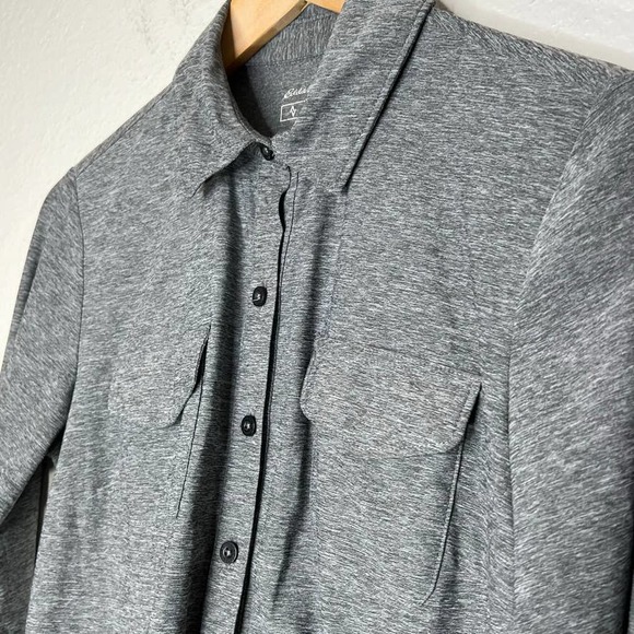 Eddie Bauer Women's Infinity Long-Sleeve Button-Front Shirt Heather Gray Small - Picture 5 of 9
